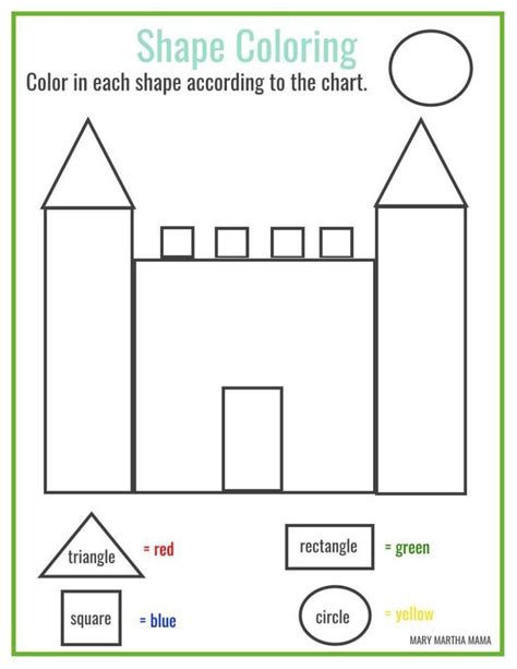 printable coloring shapes worksheets  kindergarten coloring