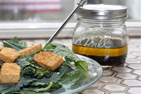 tempeh kale salad with asian ginger dressing for a digestive peace of