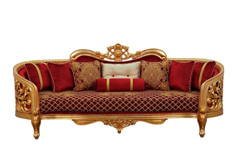 victorian red velvet red gold luxury bellagio sofa set pcs european