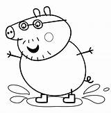 Pig Peppa Daddy Jumping Puddles Pages Pages2color Coloring Cartoon Cookie Copyright Printable Simple Very sketch template