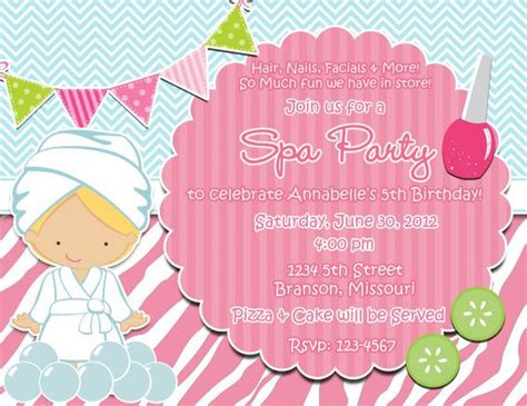 printable spa party birthday digital  bellytobabydesigns  etsy