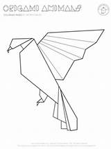 Origami Bird Coloring Animal Pages Animals Birds Printables Geometric sketch template