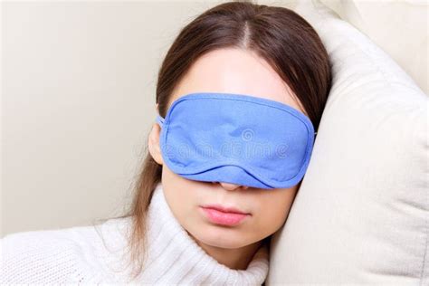 Woman Wearing Sleep Mask Stock Image Image Of Relax 18365153