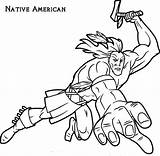 Coloring Native American Attacking Tomahawk Drawing Warrior Pages Indian Kids Getdrawings sketch template