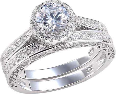 amazoncom newshe wedding rings  women engagement ring set  sterling silver ct
