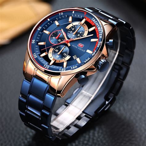 top brand luxury blue quartz watch men mini focus multifunction