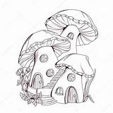Mushroom Coloring Fairy Houses House Drawing Drawings Tale Illustration Sketches Sketch Choose Board Book Vector Grunge Cool sketch template