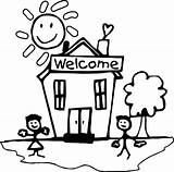 Coloring Welcome Back School Pages Building Printable Elementary Preschool Drawing Church Color Empire State Getcolorings Getdrawings Pen sketch template