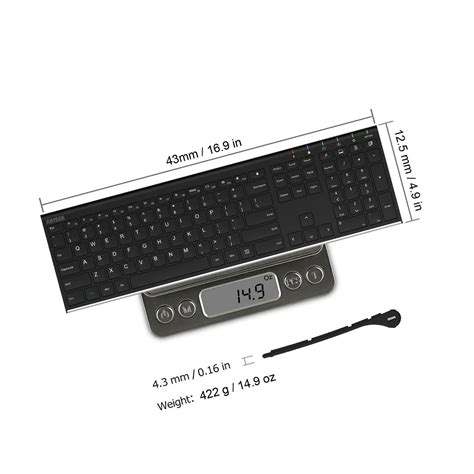 hw arteck  wireless keyboard stainless steel ultra slim full size keyboard