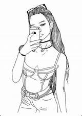 Tumblr Outline Drawings Drawing Girl Cute Line sketch template