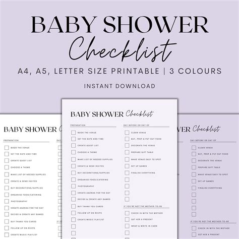 baby shower checklist printable baby shower planner printable baby