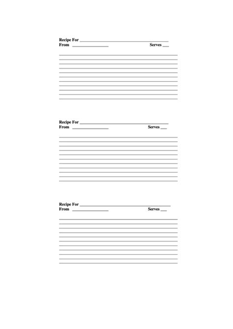 blank recipe sheets printable