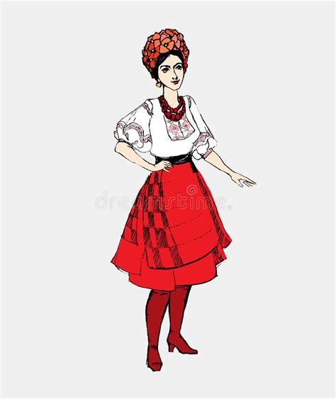 girl in ukrainian folk dress stock vector illustration