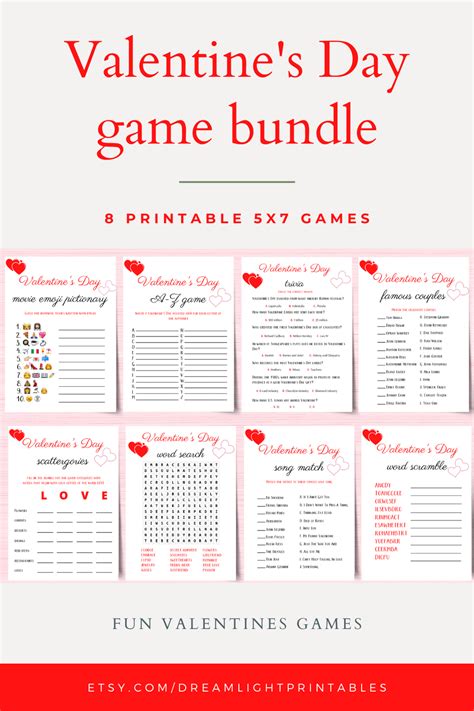 printable valentines day games game bundle  valentines day etsy