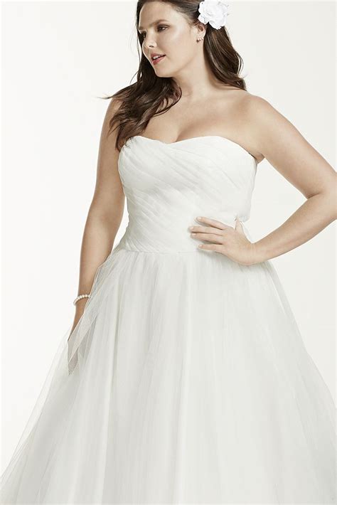 david s bridal sample strapless ruched bodice tulle ball gown wedding