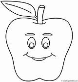 Coloring Smiley Pages Faces Apple Face Fruits Printable School Vegetables Back Clipart Apples 100th Kids Color Clip Outline Print Apple3 sketch template