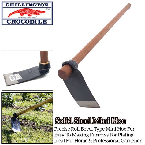 chillington crocodile heavy duty solid steel mini hoe  cm handle  plantation gardening