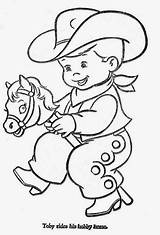 Cowboy Little Riscos Fraldas Books Spool Horse Roping Olá Arteisa Dick Ler Adorable Colouring sketch template