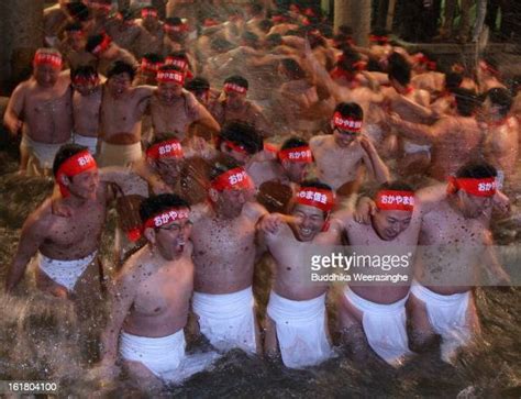 Japanese Men Wear Loincloths As They Splash About In Freezing Cold