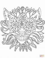 Coloring Pages Cat Cheshire Zentangle Abstract sketch template
