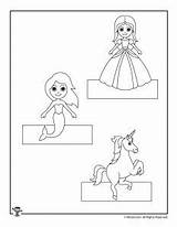 Finger Puppets Princess Unicorn Mermaid Printable Color Cut Print Activities Kids Knight Woojr sketch template