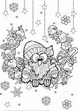 Christmas Coloring Zentangle Owl Pages Printable Supercoloring Drawing sketch template
