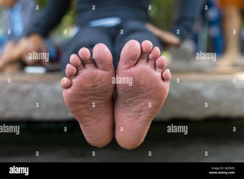 foot soak onsen tourist at sankampaeng hot springs chiang mai