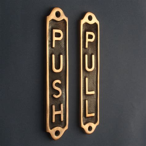 bronze push and pull door signs yester home