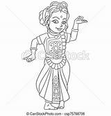 Dancing Coloring Indian Girl Colouring Dance Cartoon Classic Childish Professions People sketch template