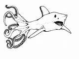 Sharktopus Coloring Pages Dinoshark Deviantart Template License sketch template