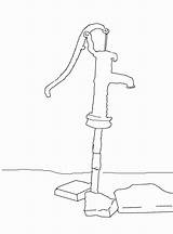 Drawing Line Pump Hand Water Sketch Old Handpump Simple Countries Developing Handle Template Pulled Down Stock sketch template