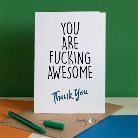 You Are Fucking Awesome Thank You Card Porky Penguin
