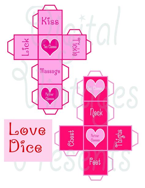 printable love dice valentine s day game sex naughty etsy