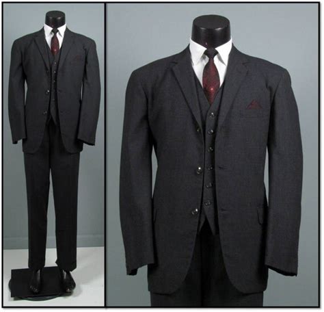 vintage mens suit   edwardian  charcoal gray