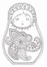 Coloring Pages Matryoshka Coloriage Printables Ups Grown Dolls Doll sketch template