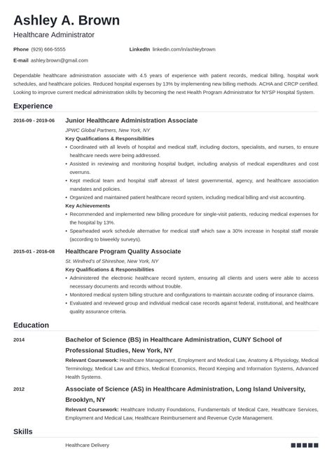 healthcare resume template