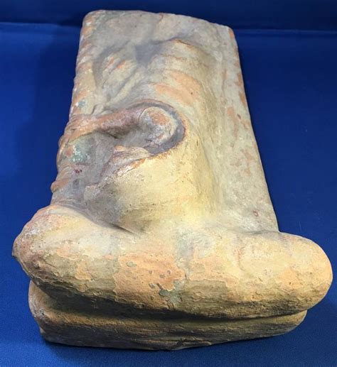 Rare Terracotta Sculpture Of An Ancient Etruscan Reclining Figure For