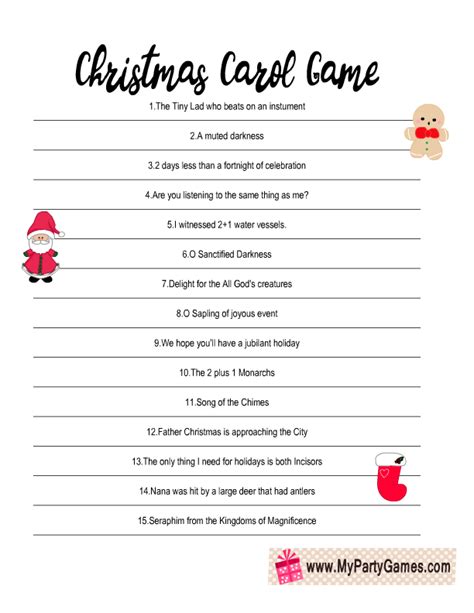 christmas carol games printable  answers