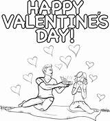 Couple Coloring Valentine Valentines Pages Printable sketch template
