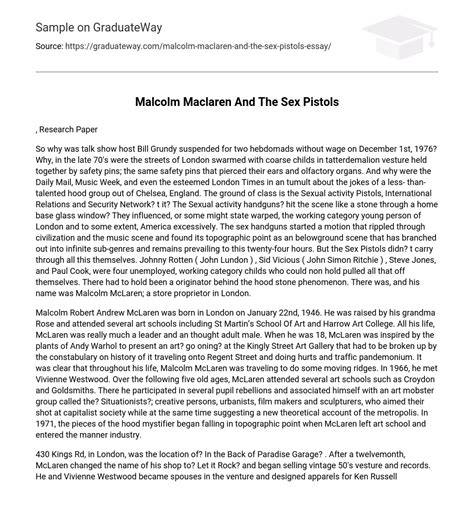 ⇉malcolm maclaren and the sex pistols essay example graduateway