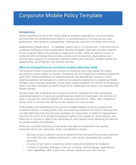 cell phone policy  work template