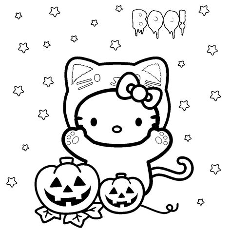 kitty halloween coloring pages