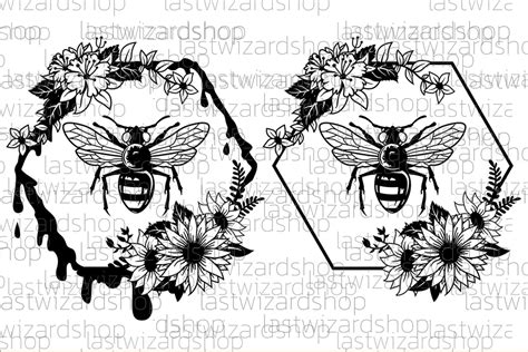 floral bee svg flowers bee svg honey graphic  lastwizard shop