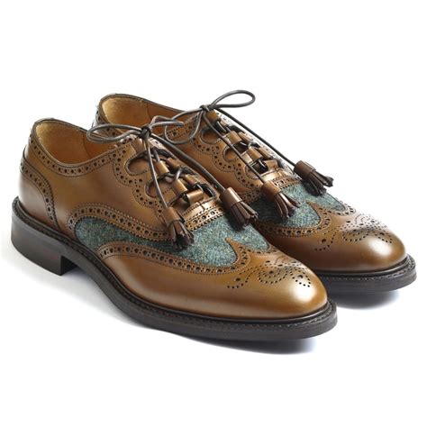 cheaney pitlochry mahogany scottish brogue shoe hand   england