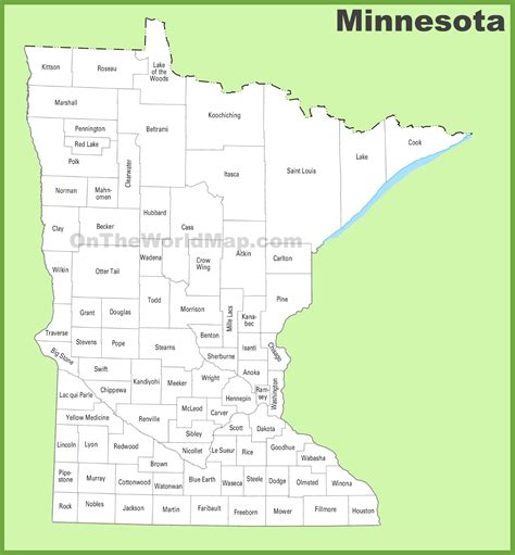 minnesota county map ontheworldmapcom