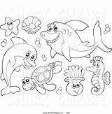 Sea Coloring Animals Pages Water Clipart Outline Colour Animal Land Shark Under Collage Ocean Drawing Outlines Printable Color Cartoon Kids sketch template