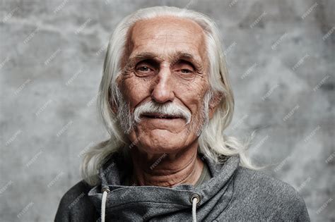 Premium Photo Portrait Of Aged Gray Haired Caucasian Man Pensioner