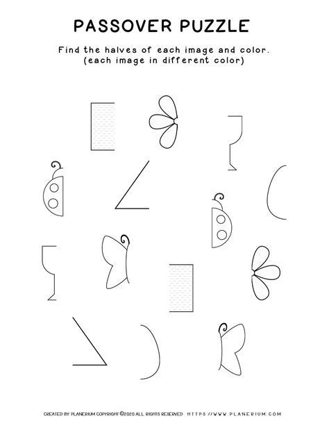 passover worksheet puzzle image pairs planerium