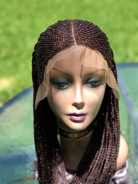 braided all back cornrow wig pls chose your length and etsy