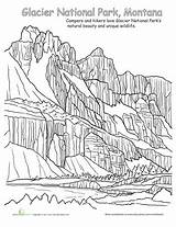 Coloring National Park Glacier Parks Pages Worksheets Joshua Tree Adult Sheet Color Mountains Sheets Worksheet Everglades Rocky Education Montana Designlooter sketch template